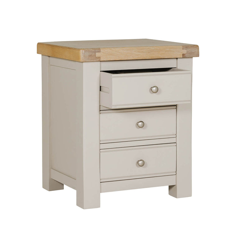 Doune 3 Drawer Bedside Table Taupe