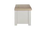 Stylish wooden box for blankets in taupe
