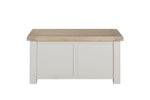 Wooden blanket box with oak veneer top
