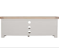 Elegant taupe finish with a stylish oak top