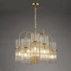 Elegant pendant light with nine glass rod shades
