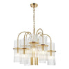 Natural brass chandelier light fixture with glass accents