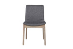 Contemporary fabric dining chair with oak legs
