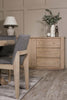 Modern upholstered dining chair in dark grey fabric