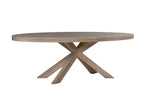 Oval dining table in smoked oak with solid oak legs
