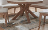 Elegant round dining table for dining room with smoked oak top