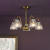 Elegant Glynis 5 Light Semi-Flush Brushed Bronze and Ribbed Glass