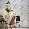 "Sophisticated parchment wallpaper with metallic highlights for modern decor."
