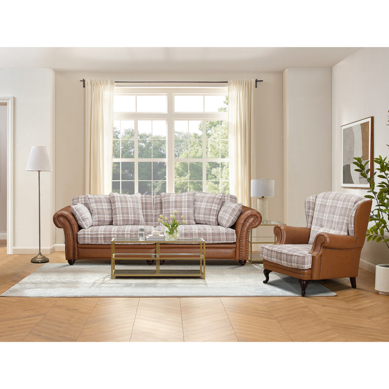 Imperial 4 Seater Sofa Leather and Fabric