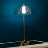 Touch-sensitive gold table lamp with USB charging

