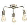 Kiefer 3 Light Flush Satin Chrome with switched on light