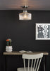 LED-compatible semi flush mount ceiling light with ribbed glass
