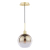 Satin gold pendant light with gold ombre glass