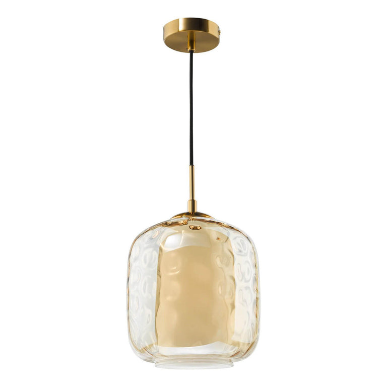 Majella Pendant Lighting Fixture in Aged Brass with Champagne Glass Shade for Modern & Classic Interiors