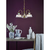 Pendant ceiling lamp with three lights and ribbed glass detailing
