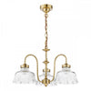 Brass pendant light with fluted edged ribbed glass shades