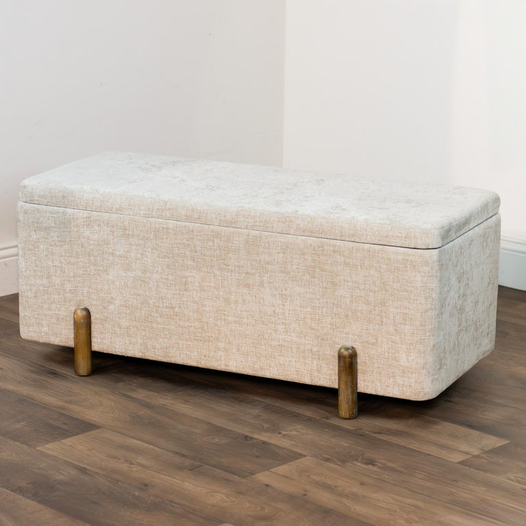 Maya Set of 2 Storage Benches Sand – Blanket Box & Ottoman Box