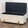 Maya Set of 2 Storage Benches Sand  picture of the bench with opened storage box