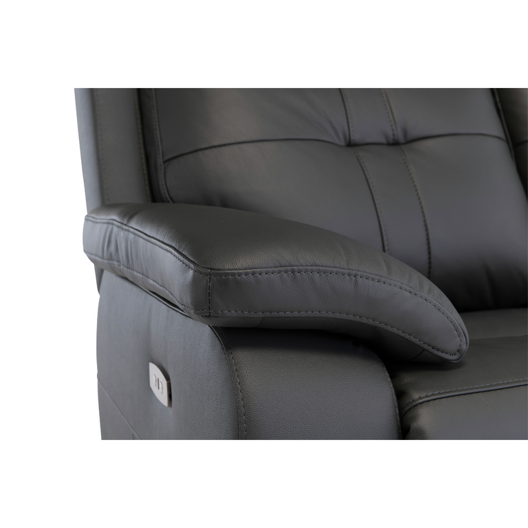 Melania 2 Seater Leather Sofa Electric Recliner Charcoal