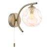 Nakita Wall Light Antique Brass With Closed Organic Amber Glass picture with switched on light