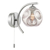 Nakita Wall Light Polished Chrome With Closed Organic Smoked Glass picture with switched on light