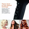 Noir 2200W Hair Dryer close view picture of speed and eat settings