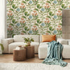 Textured Floral Wallpaper Green / Blue Enhancing Home Decor
