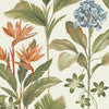 Beautiful Oliana Floral Wallpaper Green / Blue in a Living Room
