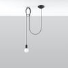 Black braided cable pendant light Sollux Lighting EDISON 1 Black