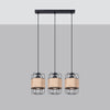 Ceiling light fixture GIZUR 3L with wood and steel design.
