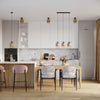 GIZUR 3L hanging lights in wood and steel combination.
