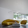 Beautiful Sollux Lighting Pendant Lamp LEHDET White over a dining table.
