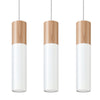 Pendant lamp PABLO 3 white elegant combination of steel and wood