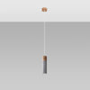 Stylish ceiling lamps for kitchen in grey concrete and wood Pendant lamp ZANE 1 grey