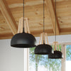 Minimalistic Pendant lamp CASCO black/natural wood