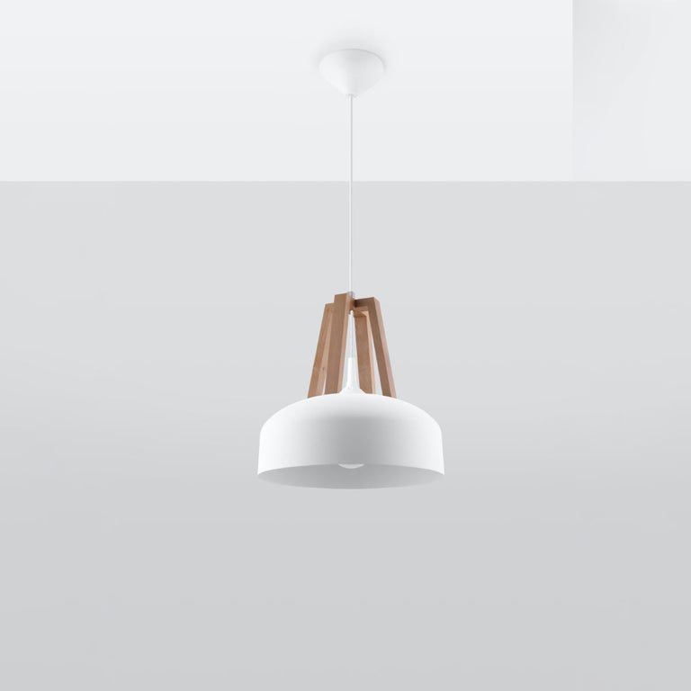 Sollux Lighting Pendant lLamp CASCO White/Natural Wood