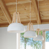 Minimalistic Pendant lamp CASCO white/natural wood