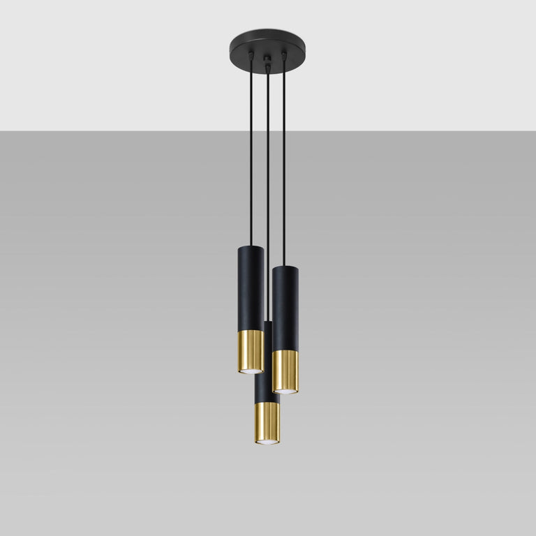 Sollux Lighting Pendant Lamp LOOPEZ 3P Black/Golden