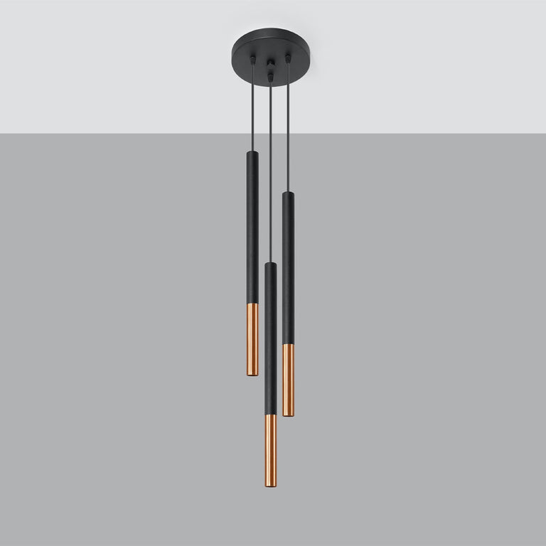 Sollux Lighting Pendant Lamp MOZAICA 3P Black/Copper