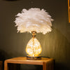 Raya feather table lamp 40cm with warm LED light