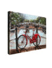 Canvas wall art of red bicycle metal design
