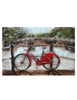 Wall art red bicycle metal and wood decor
