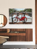 Unique red bicycle canvas wall decoration
