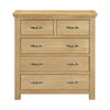 Riverdale Oak 5 Drawer Chest of Drawers front view picture on the white background