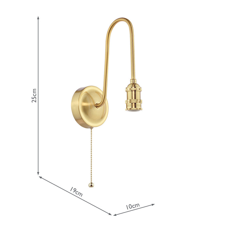 Tall Wall Light Bracket Natural Brass - Wall Fitting Light Collection