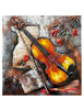 Beautiful wall art with violin and scattered roses
