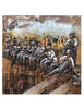 "Wall art metal and wood workmen scene decor"
