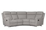 Fabric Grey corner couch with recliner and lumbar support.
