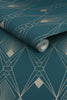 Elegant Deco Geometric Teal wallpaper featuring a bold teal background