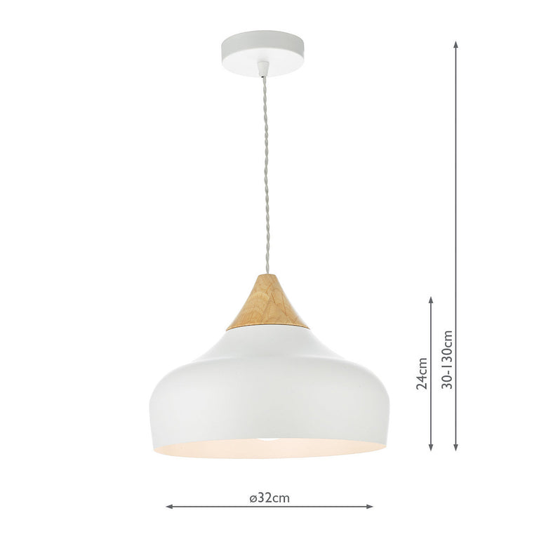 Gaucho Pendant Matt White and Natural Wood - Lighting Collection